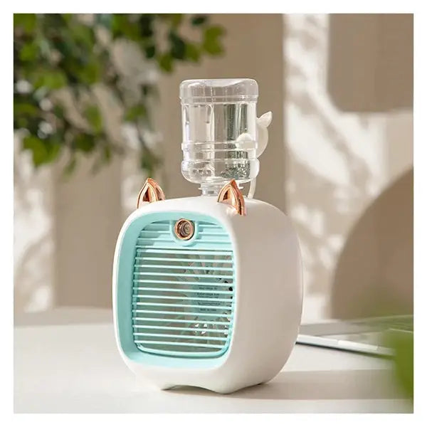 Cute cat ear tabletop misting fan on desk