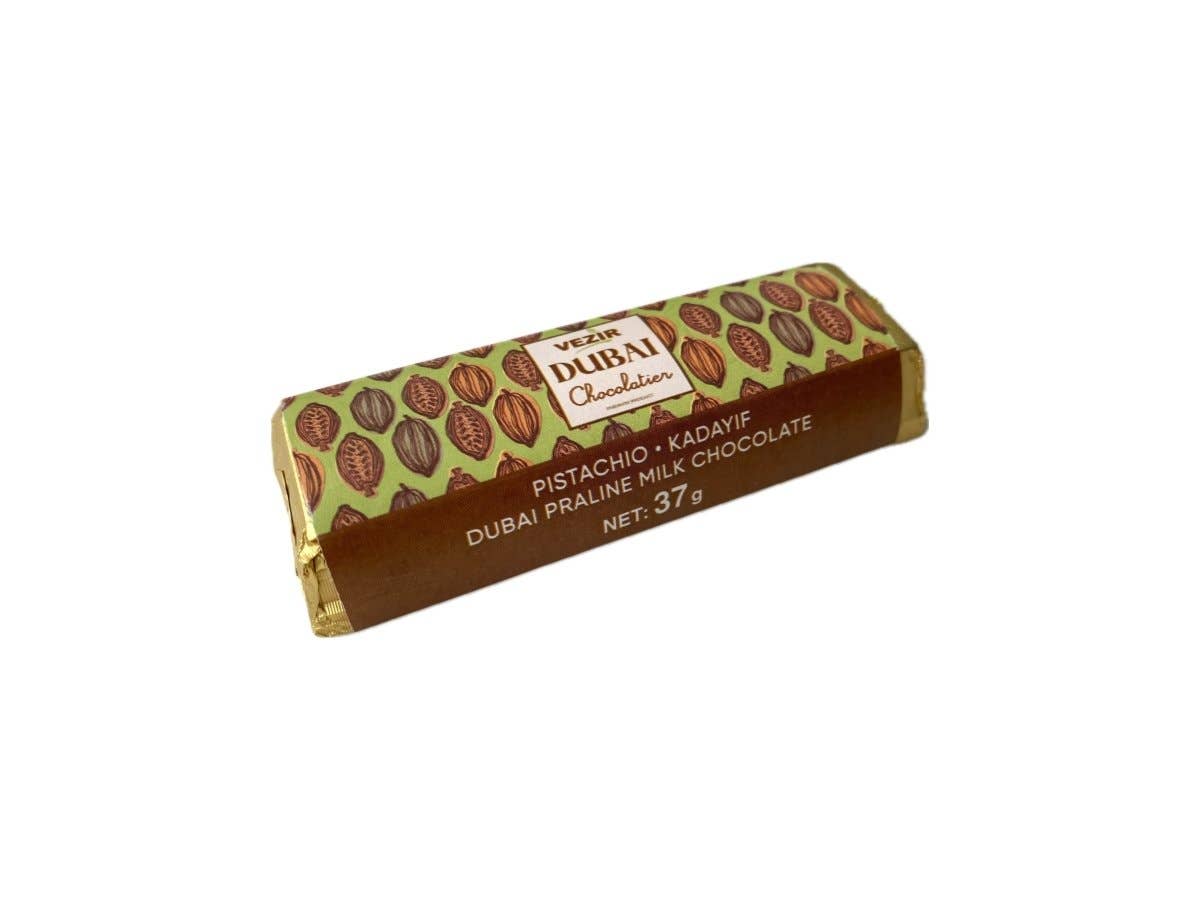 Pistachio Praline Dubai Chocolate Bar – Crispy & Nutty Delight 37gr - Cardsmartct