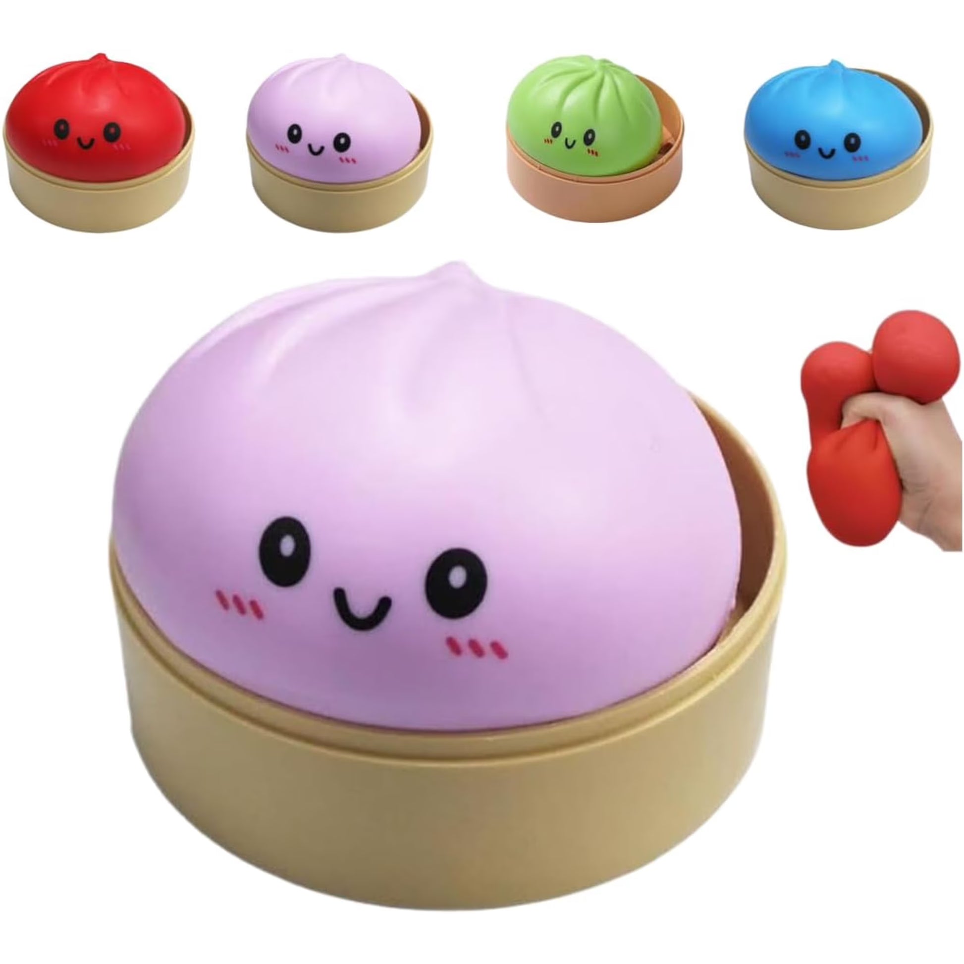 Dumpling Squishy – Soft Stress Relief Boa Bun Squeeze Toy - Cardsmartct