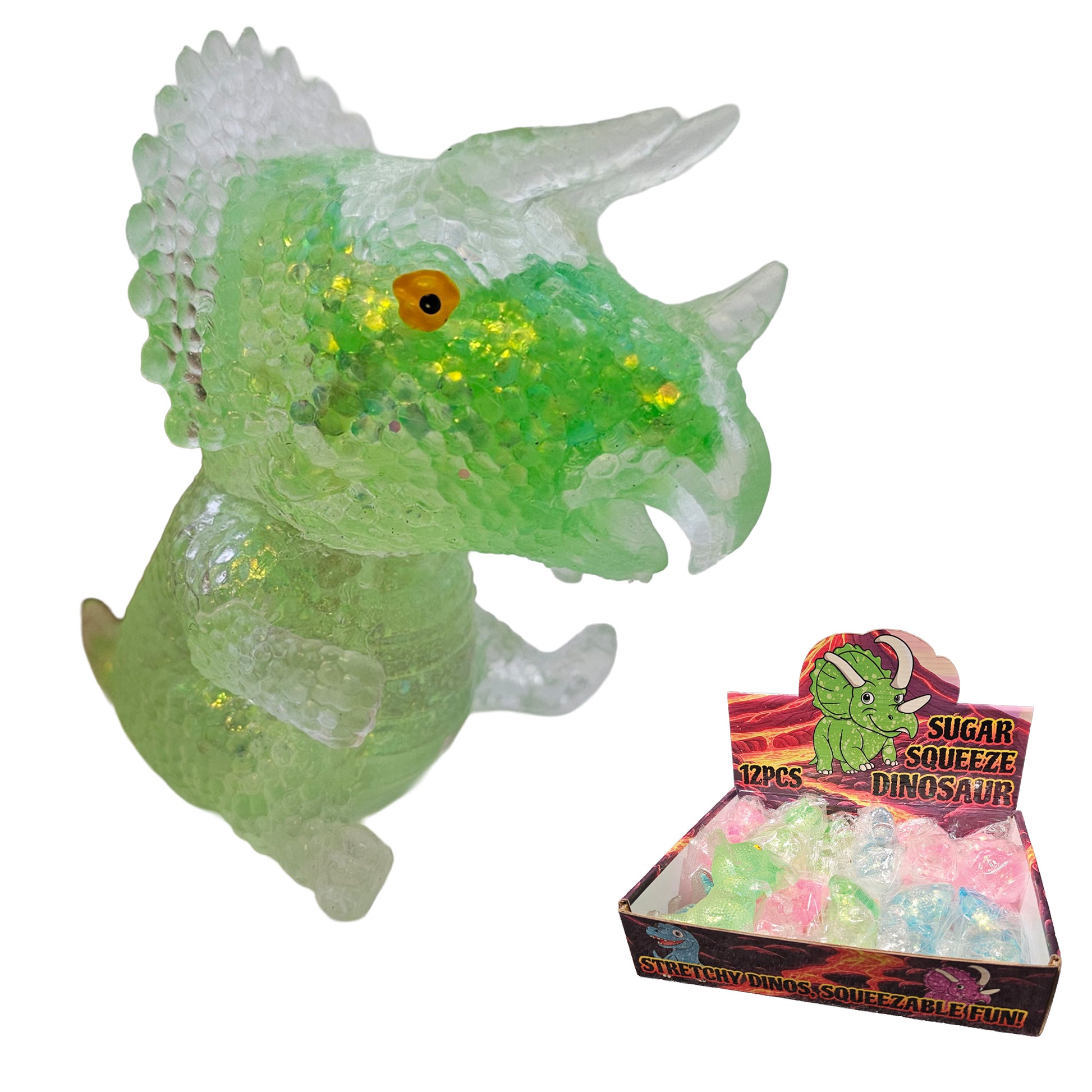 4" SUGAR SQUEEZE DINO - 3 ASST. COLORS - Cardsmartct